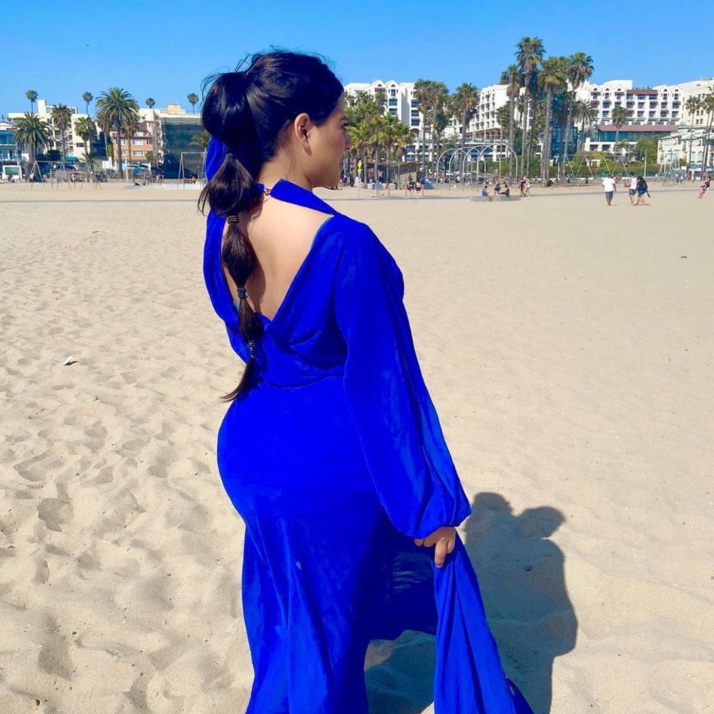 maxi blue long dress